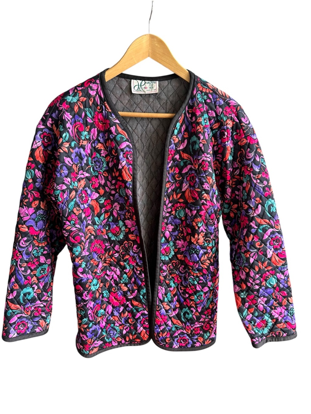 Vintage Haband For Her Floral Quilted Jacket Lightweight Medium USA Grannycore